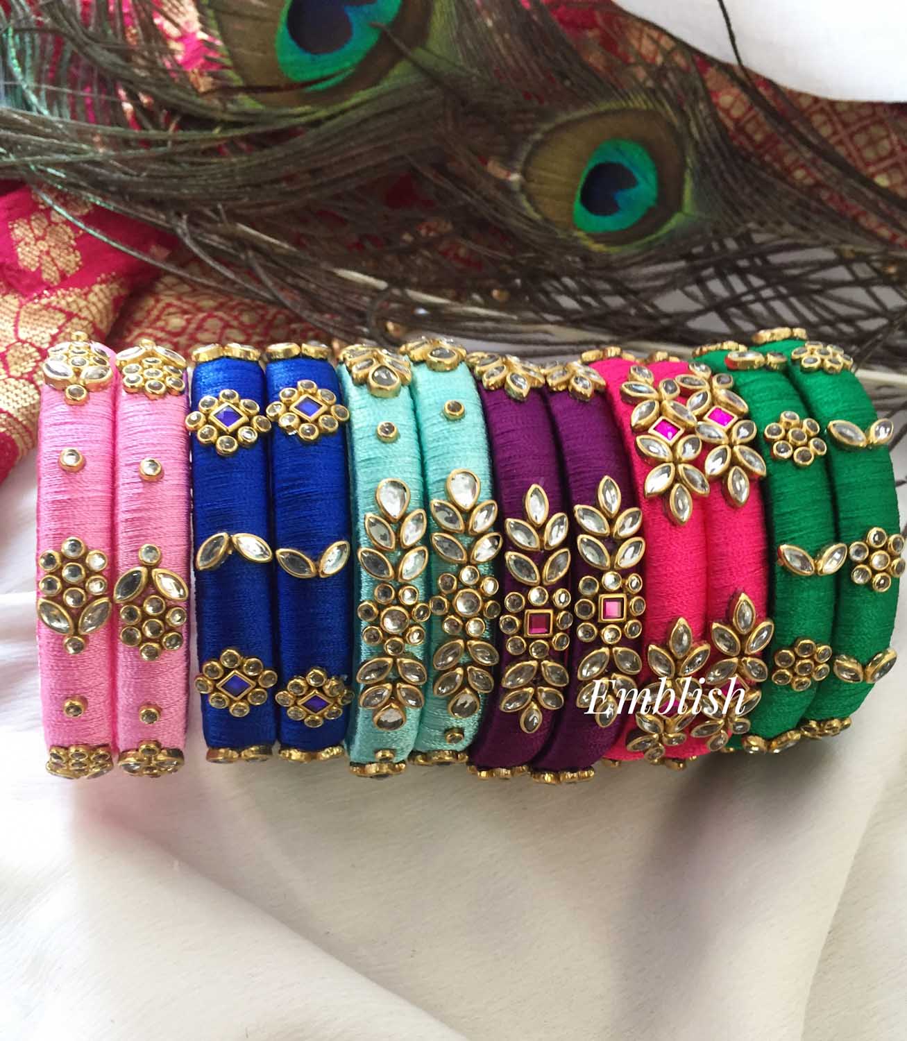 Silk Thread Colourful Bridal Bangles set 1